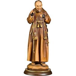 Standbeeld van Padre Pio in hout.22 cm